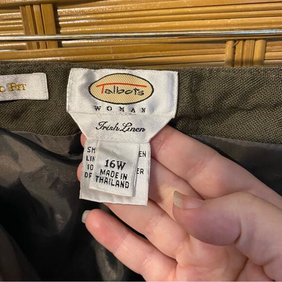 Talbots Green Chinos Relaxed Fit Lightweight 100% Irish linen size 16W - Picture 4 of 16